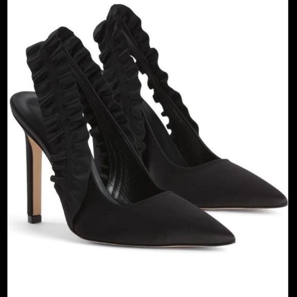 GOOD AMERICAN Show Off Pump - Black Satin - US Size 10.5 - Picture 1 of 4